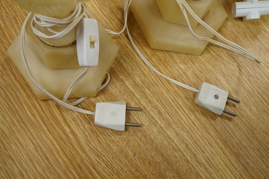 Three alabaster table lamps